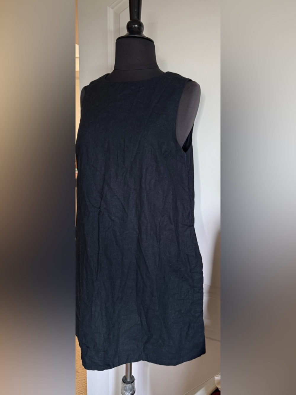 Abercrombie Black Linen Blend Shift Dress Mini Small NWT - Picture 3 of 9